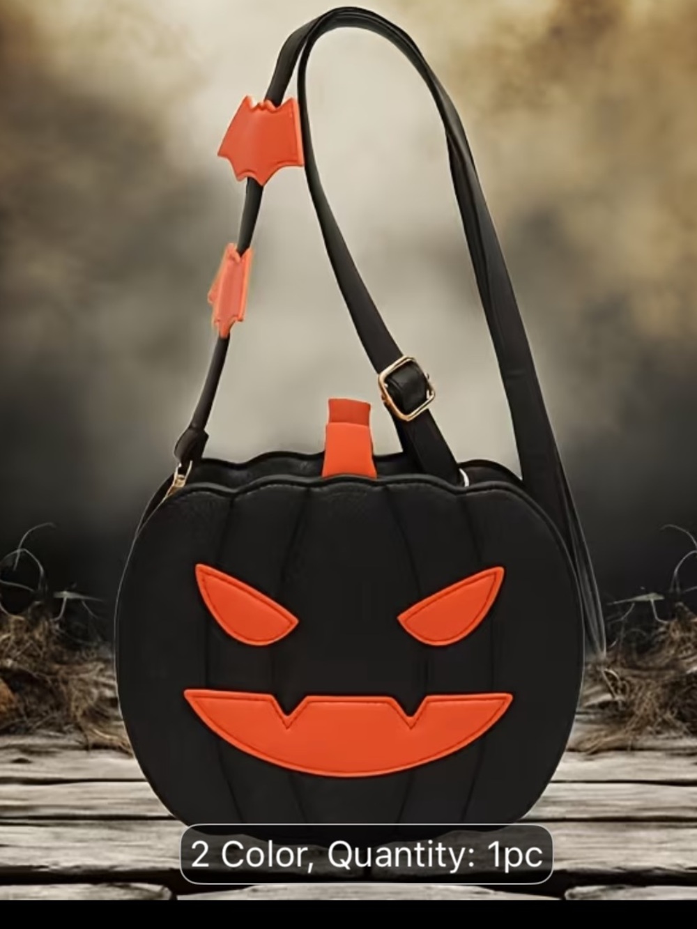 Black & Orange Pumpkin Face Crossbody Bag - Women Bags